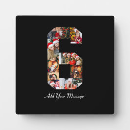 ブラックとホワイトの数字6写真コラージュ フォトプラーク