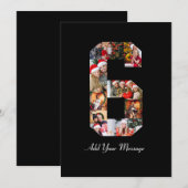 ブラックとホワイトの数字6写真コラージュ 案内状 (正面/裏面)