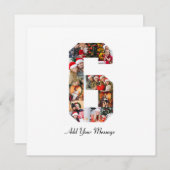 ブラックとホワイトの数字6写真コラージュ 案内状 (正面/裏面)