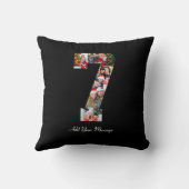 ブラックとホワイトの数字7の写真コラージュ クッション (裏面)