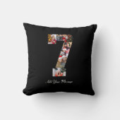 ブラックとホワイトの数字7の写真コラージュ クッション (正面)