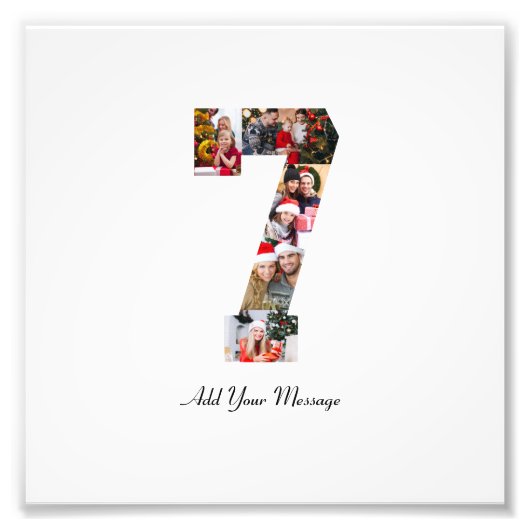 ブラックとホワイトの数字7の写真コラージュ フォトプリント (正面)