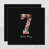 ブラックとホワイトの数字7の写真コラージュ 案内状 (正面/裏面)