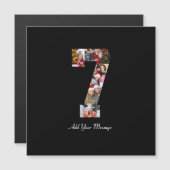 ブラックとホワイトの数字7写真コラージュ (正面/裏面)