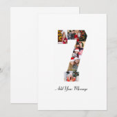 ブラックとホワイトの数字7写真コラージュ サンキューカード (正面/裏面)