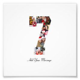 ブラックとホワイトの数字7写真コラージュ フォトプリント           