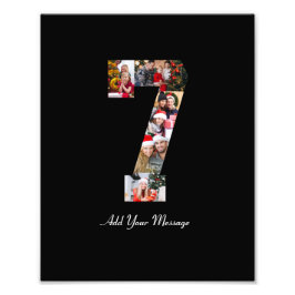 ブラックとホワイトの数字7写真コラージュ フォトプリント           