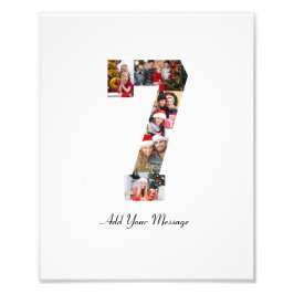 ブラックとホワイトの数字7写真コラージュ フォトプリント           