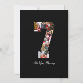 ブラックとホワイトの数字7写真コラージュ 案内状