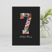 ブラックとホワイトの数字7写真コラージュ 案内状 (スタンド正面)