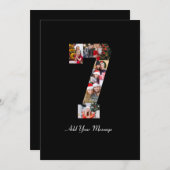 ブラックとホワイトの数字7写真コラージュ 案内状 (正面/裏面)