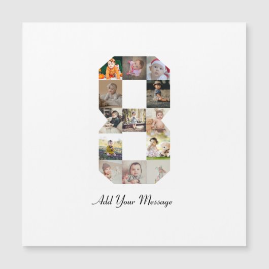 ブラックとホワイトの数字8写真コラージュ (正面)