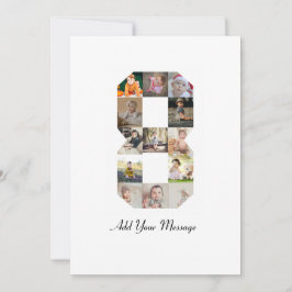 ブラックとホワイトの数字8写真コラージュ 案内状
