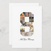 ブラックとホワイトの数字8写真コラージュ 案内状 (正面/裏面)