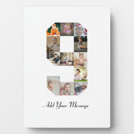 ブラックとホワイトの数字9写真コラージュ フォトプラーク