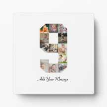 ブラックとホワイトの数字9写真コラージュ