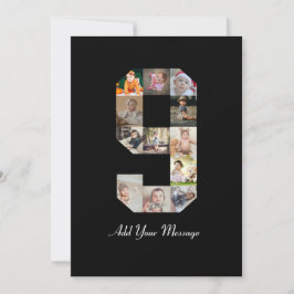 ブラックとホワイトの数字9写真コラージュ 案内状