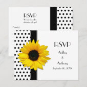 ブラックとホワイトの水玉模様のウェディング・RSVPカード 出欠カード (正面/裏面)