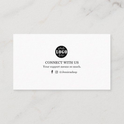 ブラックとホワイトの注文包装用感謝カード 名刺 (裏面)