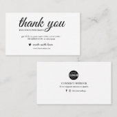 ブラックとホワイトの注文包装用感謝カード 名刺 (正面/裏面)