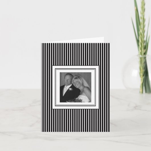 ブラックとホワイトの結婚式のお礼状カード サンキューカード (正面)