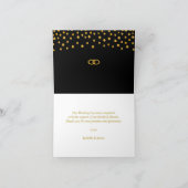 ブラックとホワイトの結婚式のゴールドコンフェッティ サンキューカード (内部)