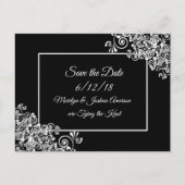 ブラックとホワイトの結婚式 Save the Date ポストカード (正面)