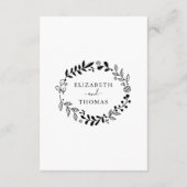 ブラックとホワイトの花のガーランド ウェディング詳細 エンクロージャーカード (裏面)