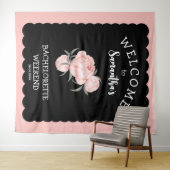 ブラックとホワイトの花のバチェロレッテパーティー タペストリー (インサイチュ(横))