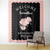 ブラックとホワイトの花のバチェロレッテパーティー タペストリー (インサイチュ)
