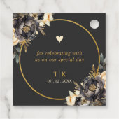 ブラックとホワイトの花モチーフのギフトタグ フェイバータグ (裏面)