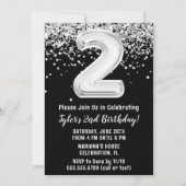 ブラックとホワイトの2歳の誕生日パーティー 招待状 (正面)