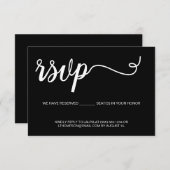 ブラックとホワイトタイプのシンプルスクリプトリザーブドシート 出欠カード (正面/裏面)