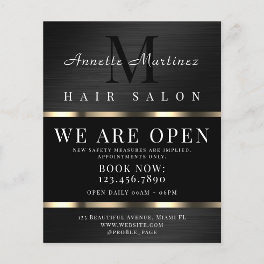 ブラックとメタリックな偽のテクスチャ価格 チラシ (正面)