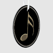 ブラックとメタルの金ゴールドミュージックノート名 オーナメント (正面)