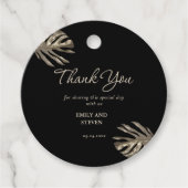 ブラックとモダン金ゴールドエレガントサンキュー結婚ズ フェイバータグ (正面)