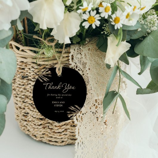 ブラックとモダン金ゴールドエレガントサンキュー結婚ズ フェイバータグ