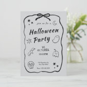 ブラックとライトグレーのハロウィン招待状 招待状 (スタンド正面)