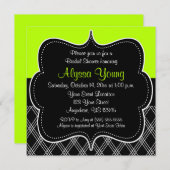 ブラックとライムグリーンの招待状 招待状 (正面/裏面)