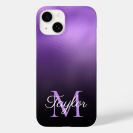 ブラックとライラックパープルオンブレ フェイクフォイルモノグラム Case-Mate iPhone 14ケース