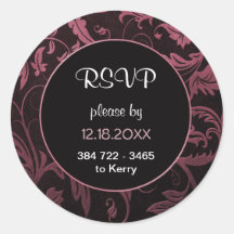 ブラックとラズベリーピンクダマスクウェディング – RSVP