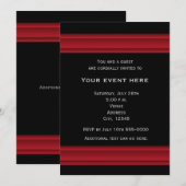 ブラックとレッドのエレガントなパーティーイベント招待状 招待状 (正面/裏面)