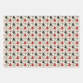 ブラックとレッドのギターハートパターンをオフに設定 ラッピングペーパーシート (正面3)