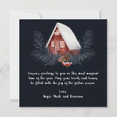 ブラックとレッドのクリスマスリース フォト ホリデー カード (裏面)