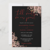 ブラックとレッドのゴシックローズ フローラル フォト ウェディング 招待状 (正面)