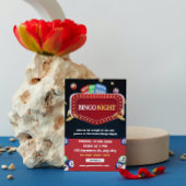 ブラックとレッドのビンゴナイトパーティー招待状 招待状