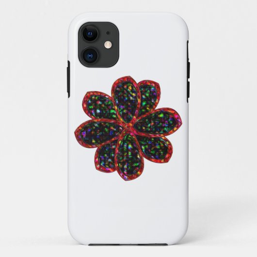 ブラックとレッドのラメフラワーiPhoneケース Case-Mate iPhoneケース (裏面)