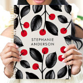 ブラックとレッドの植物学的 実のカスタムネーム プランナー手帳