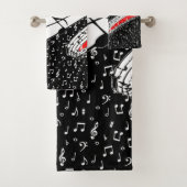 ブラックとレッドの音楽テーマ バスタオルセット (インサイチュ)