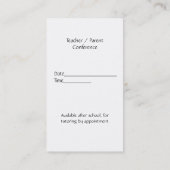 ブラックとレッドりんご先生の名刺 予約カード (裏面)